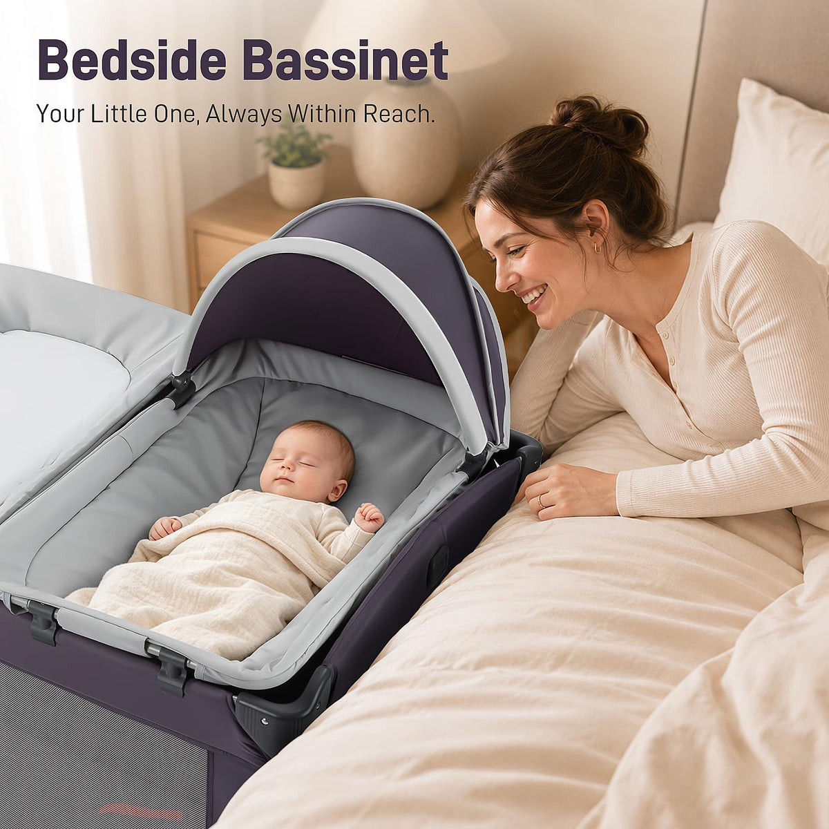 4-in-1 Portable Baby Playard with Bassinet and Changing Table, Black Q295