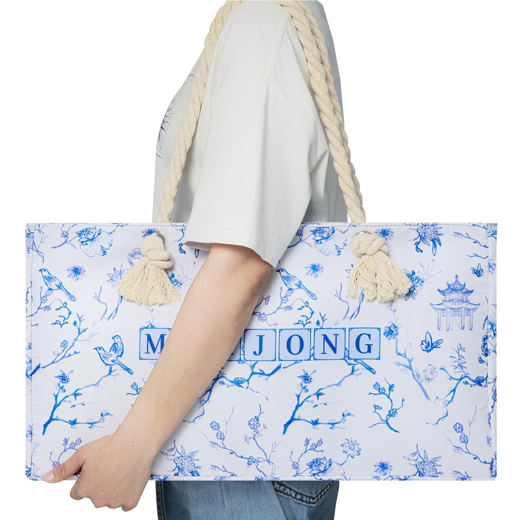 166 Blue Mahjong Tile Set with Bag and 4 All-in-One Rack/Pushers S955980