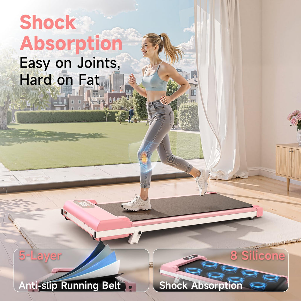 Pink 3 in 1 Portable Walking Pad Treadmill E526254