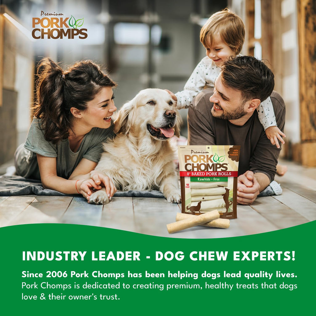 Pork Skin Dog Chews, 8in Rolls, 18ct P6617