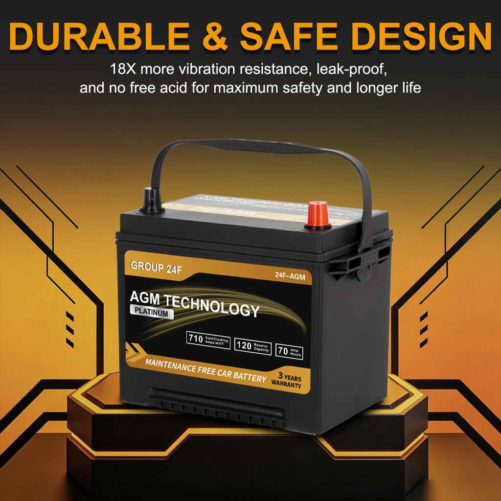 AGM Car Battery Group Size 24F 12V 70Ah 710 CCA G1262