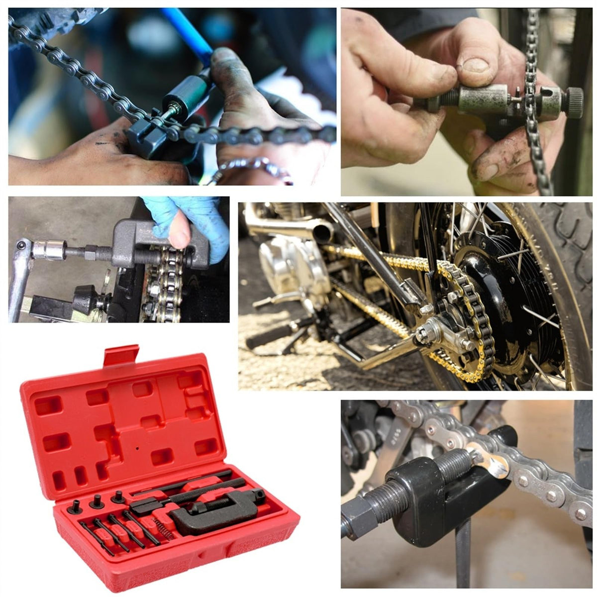 Motorcycle Bike Chain Breaker Riveter Tool Set with Carry Box O760171
