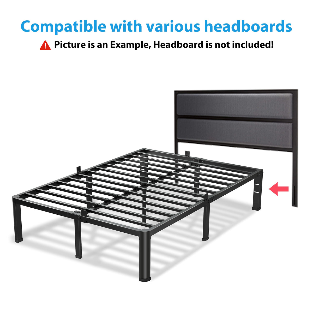 18 Inch Queen Bed Frame with Round Corners H41109