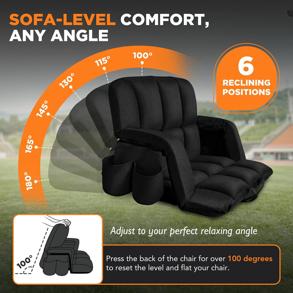 2 Pack 6 Reclining Positions Portable Stadium Seats with Back Support P3575