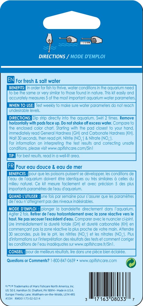 5-in-1 Aquarium Test Strips 4-Count O424018