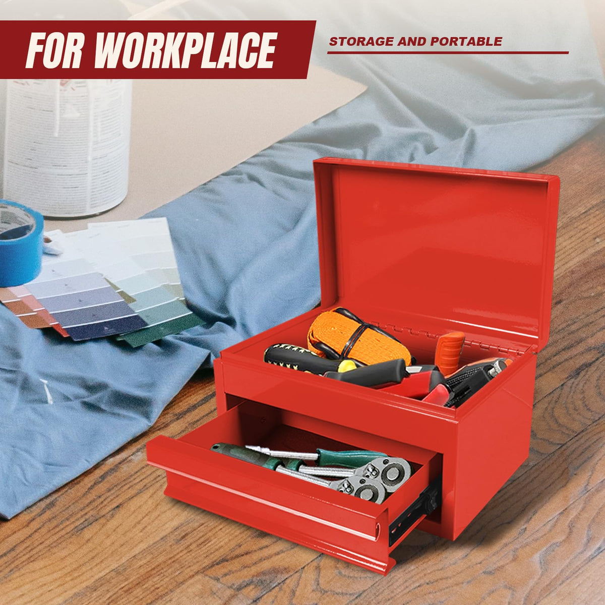 10" Mini Portable Steel Tool Box with Drawer G41378