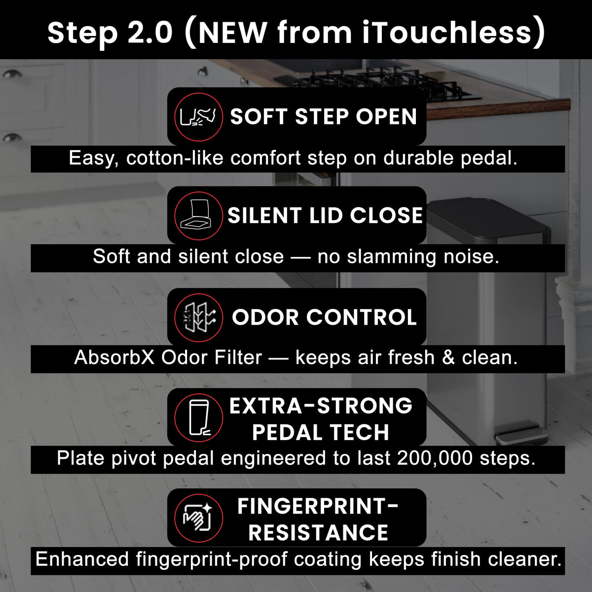 13.2 Gallon Kitchen Trash Can with Odor Filter L304