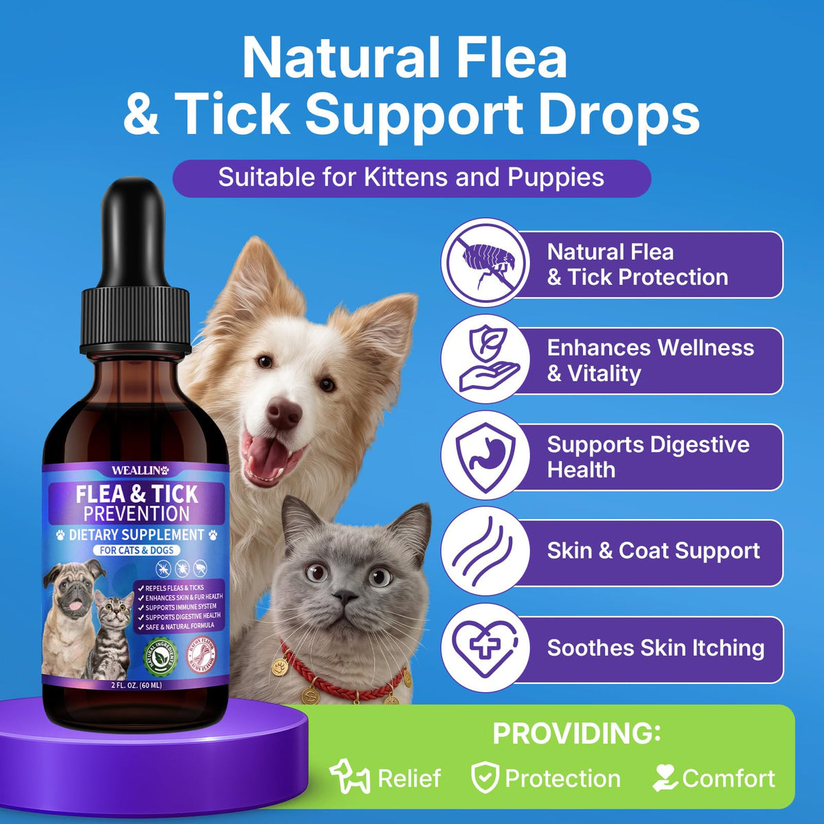 Oral Flea & Tick Support Drops for Dogs & Cats 60ml F2756