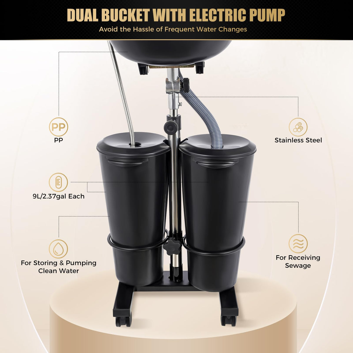 Electric Double Bucket Salon Sink Portable Shampoo Bowl L658
