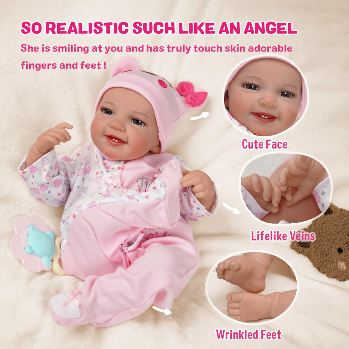 Reborn Baby Dolls with Heartbeat, Coos & Breathing W527219