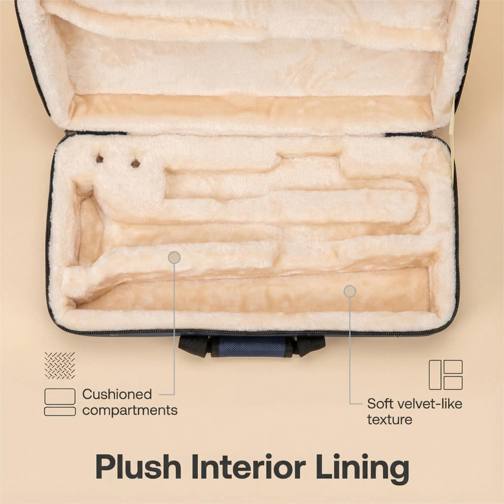 Lightweight Blue Trumpet Foam Case with Storage Pockets O294