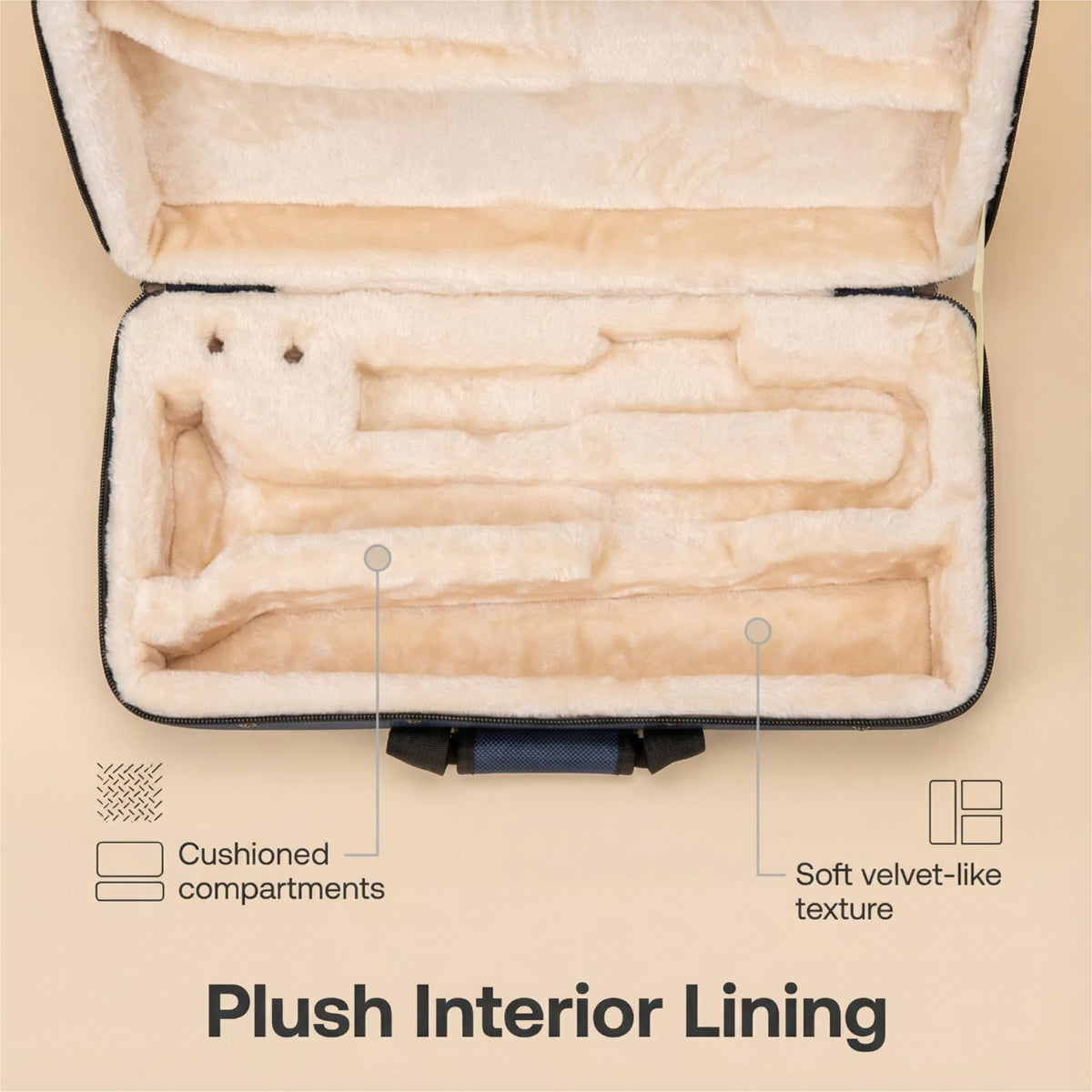 Lightweight Blue Trumpet Foam Case with Storage Pockets O294