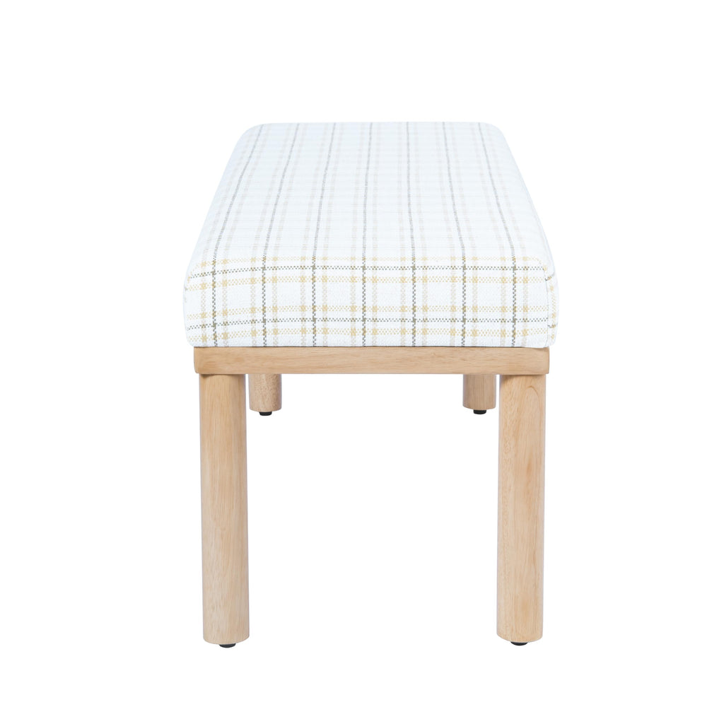 Natural Plaid Woven Fabric Bench H435189