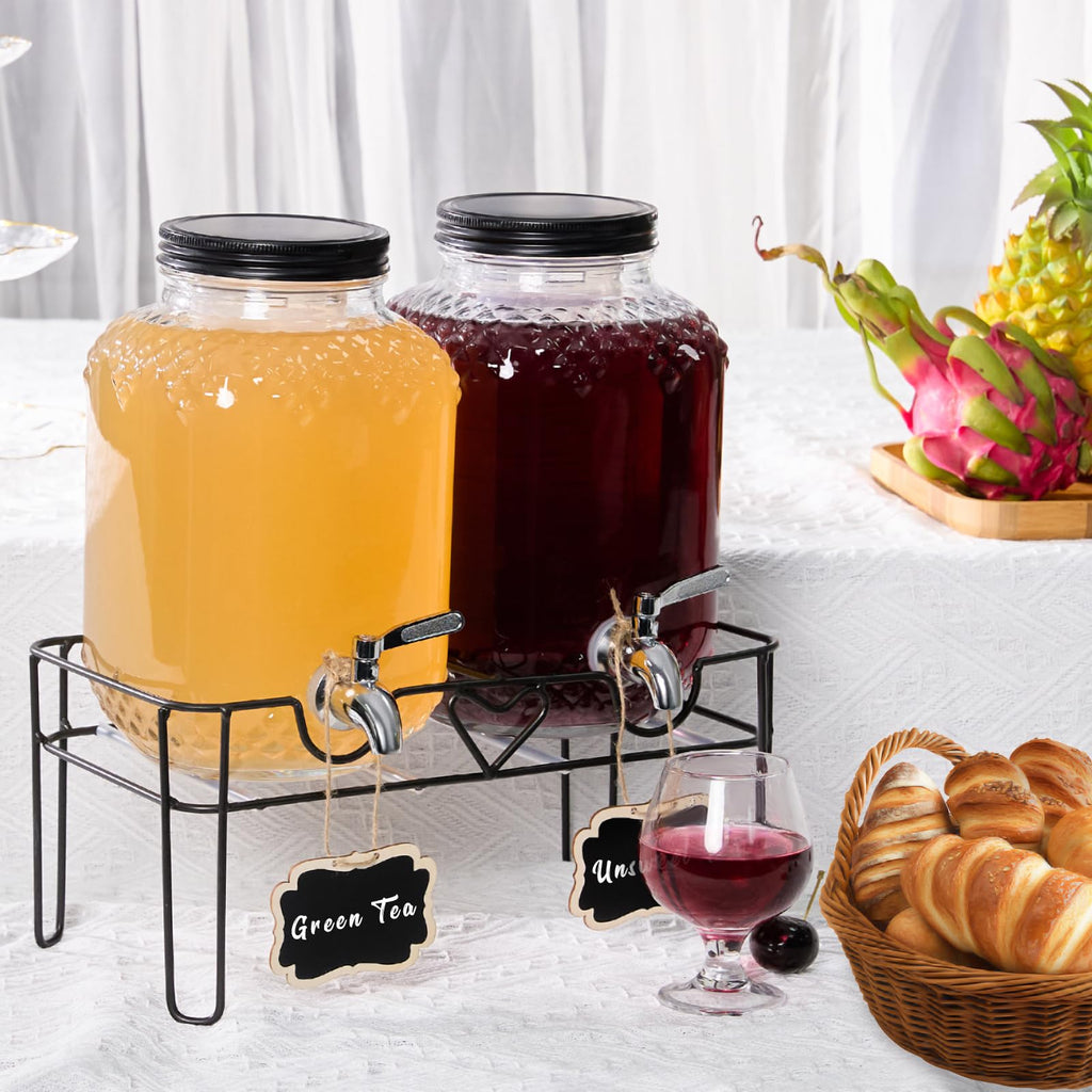 1 Gallon Glass Beverage Dispenser with Stand and Fruit Infuser G596999