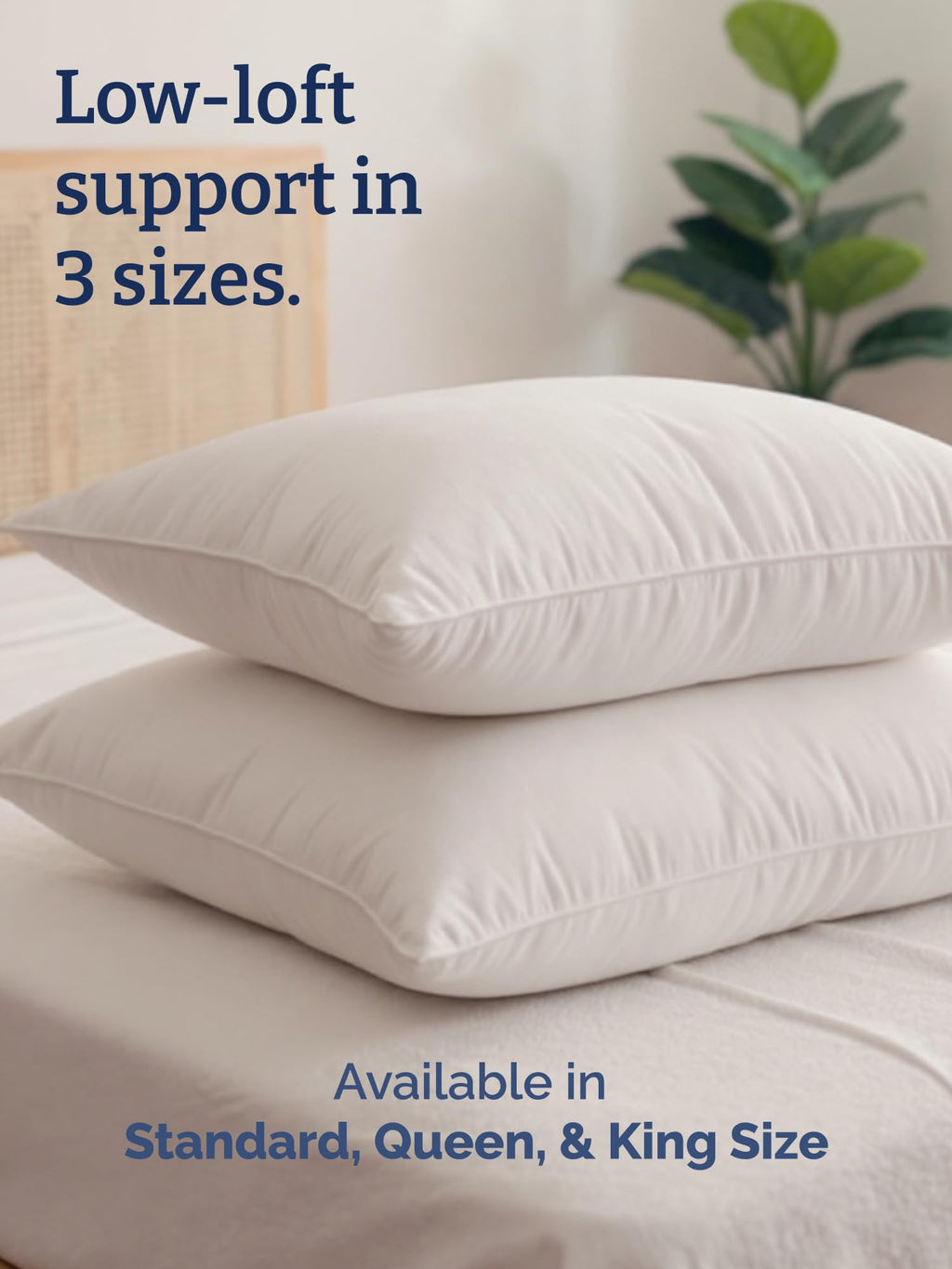 100% Cotton King Size Bed Pillows Set of 2 White P3492