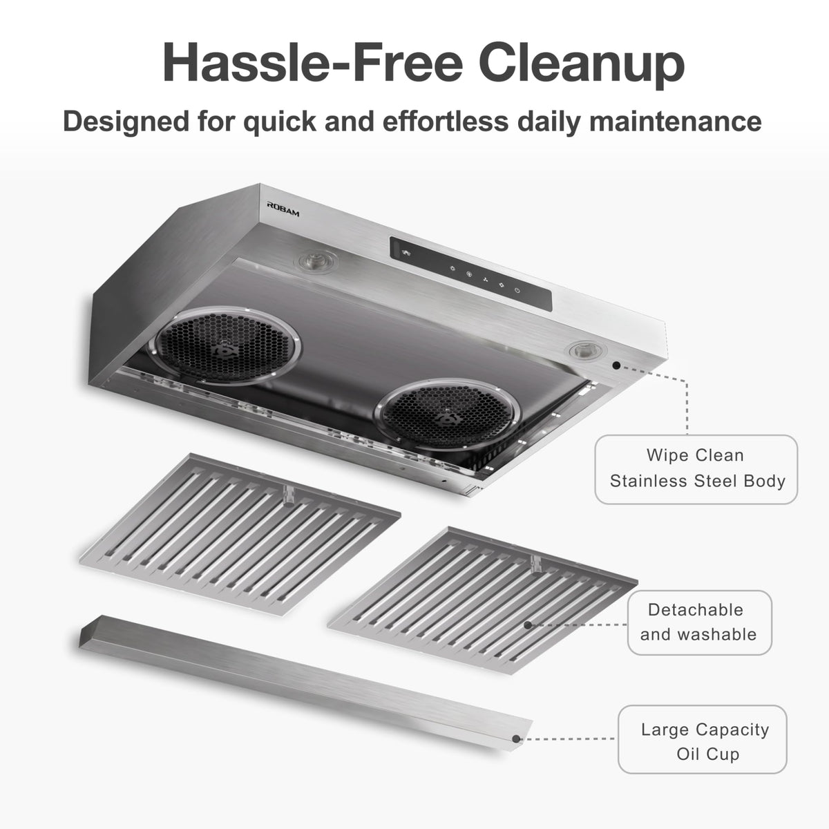 30 Inch 1000 CFM Under Cabinet Ducted Stainless Steel Range Hood J82681