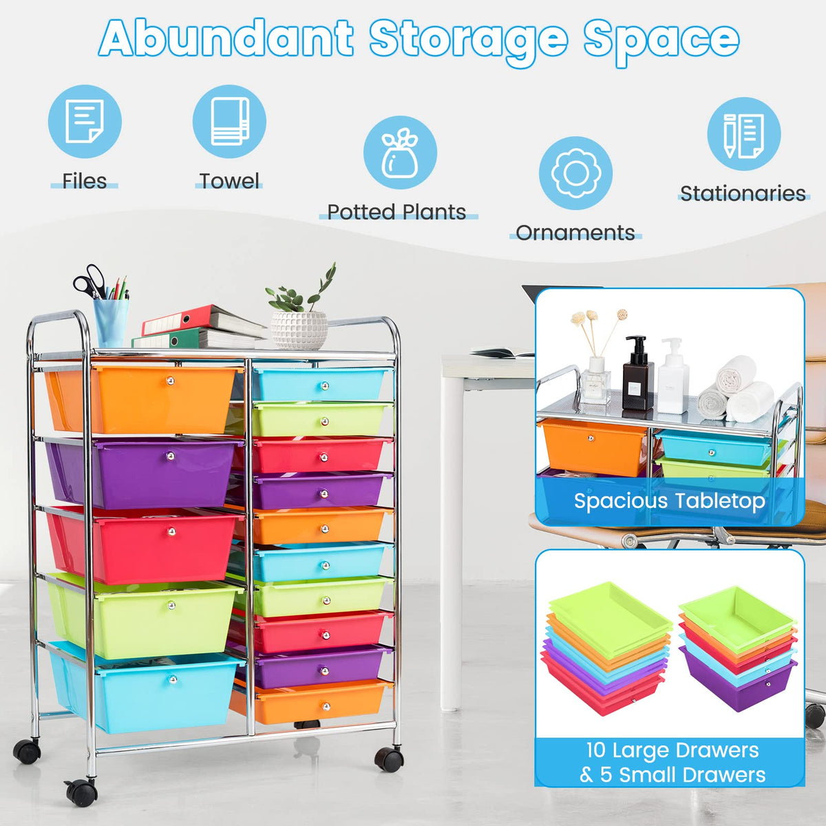 15 Drawer Rolling Storage Cart L3562