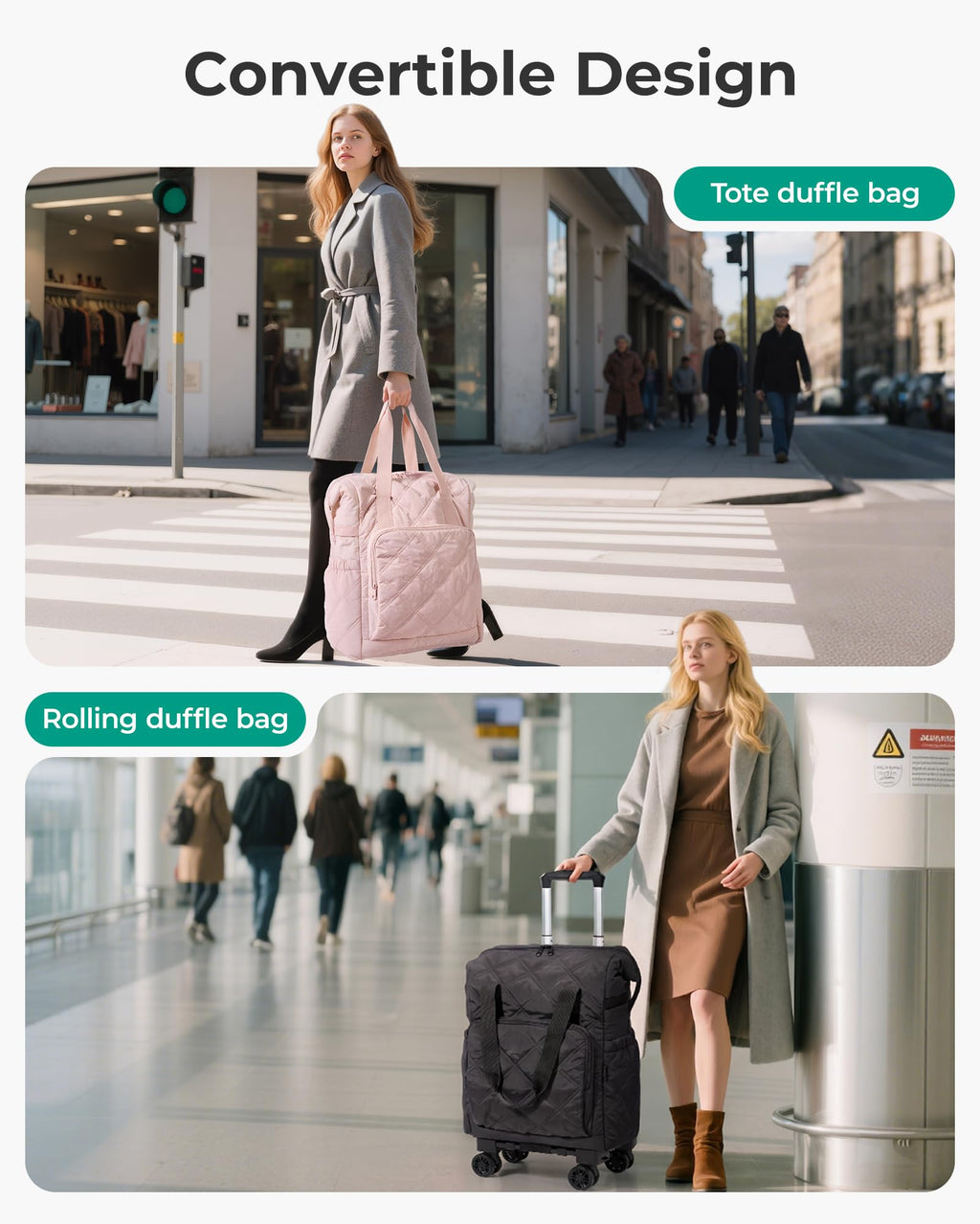 35L Rolling Duffle Bag with Wheels K4269