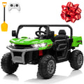 24V 4WD Ride on Truck Car with Dump Bed, 2 Seaters, Remote Control, Green E1265