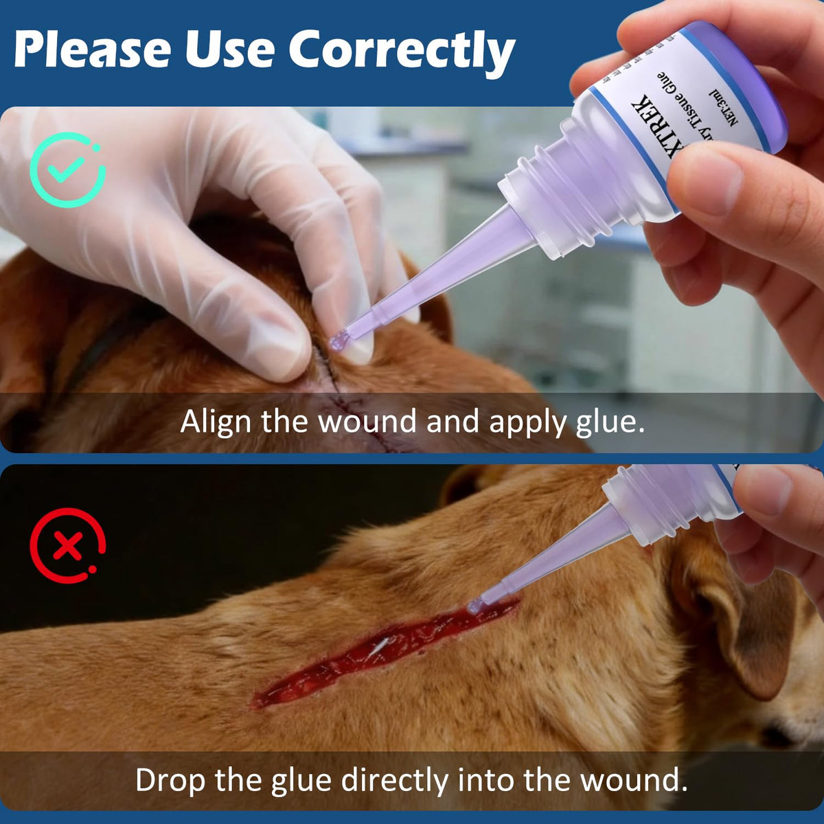 3ml Veterinary Surgical Skin Glue with 15 Applicators I950