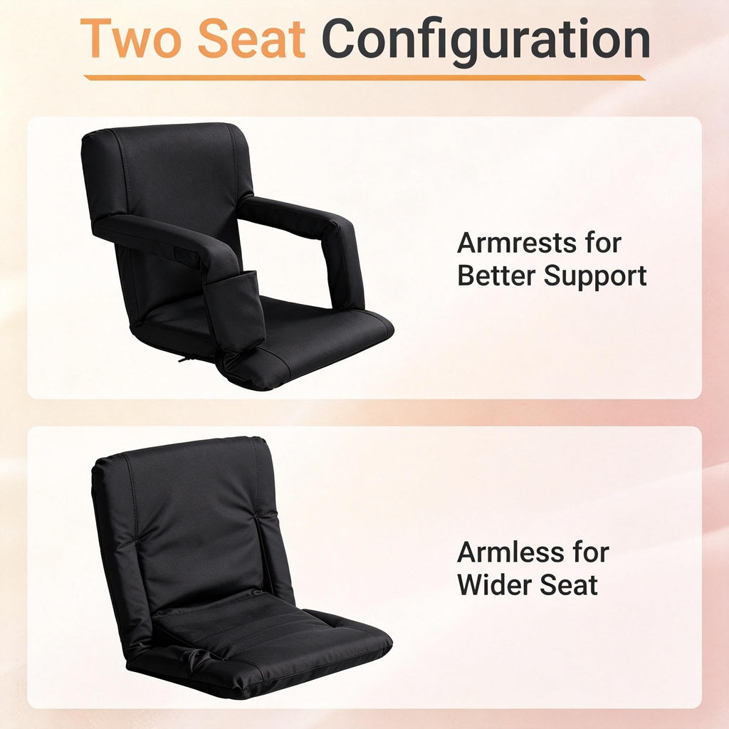 21" 25" Wide Padded Stadium Seat Chair with Back Support and Arms J474903