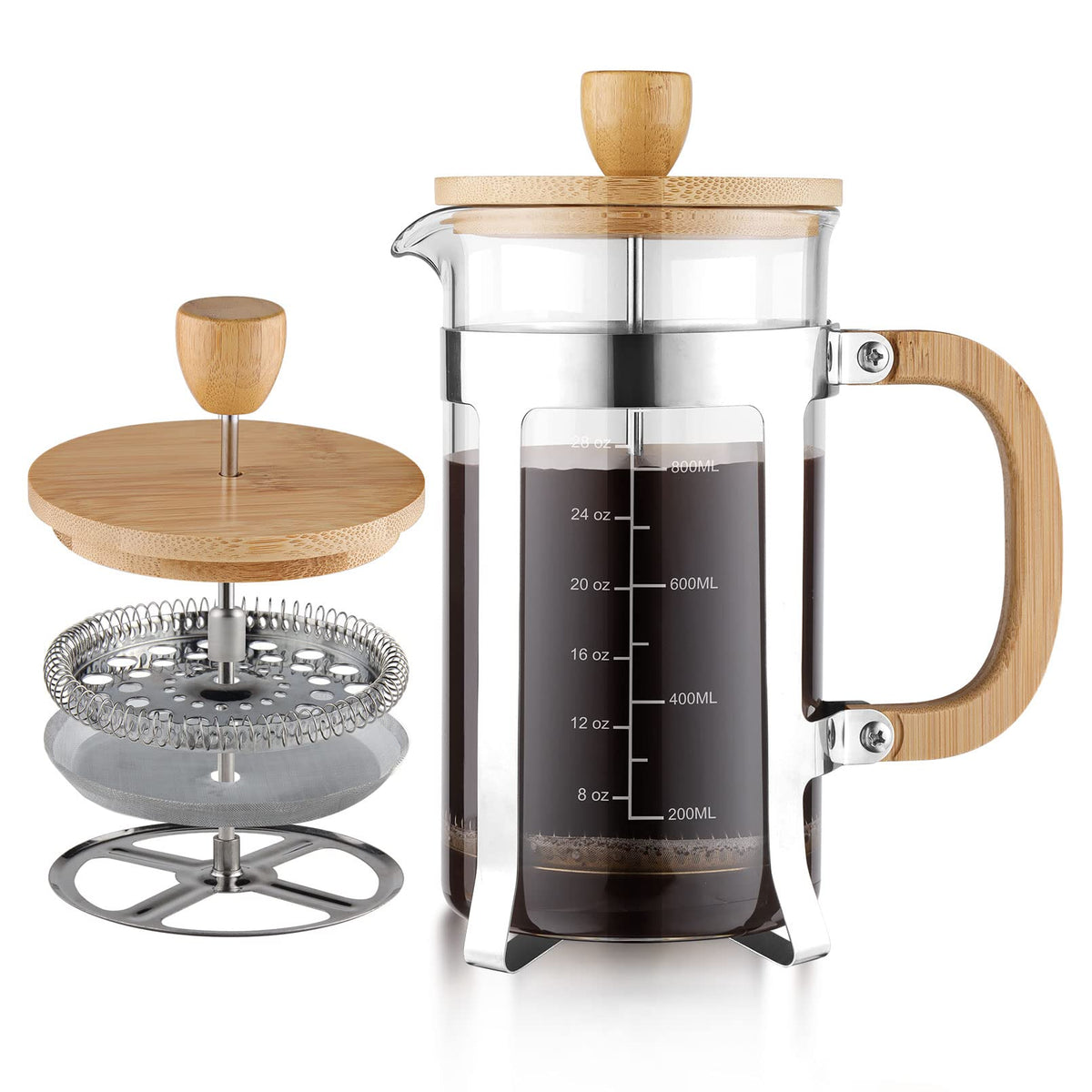 34 oz French Press Coffee Maker with Bamboo Lid D55921