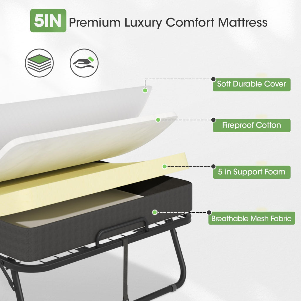 Folding Bed with 5 Inch Memory Foam Mattress L16086