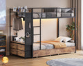 Twin Over Twin Metal Bunk Bed with Storage Drawers G75791