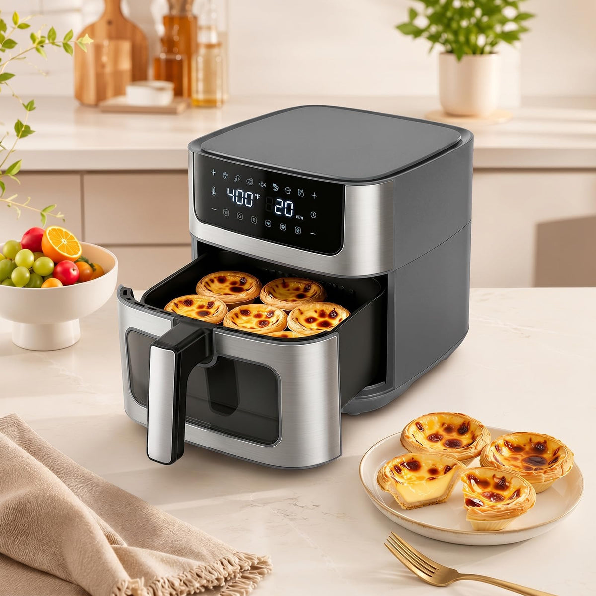 8-in-1 Air Fryer 6 Quarts with Presets and Window V4562
