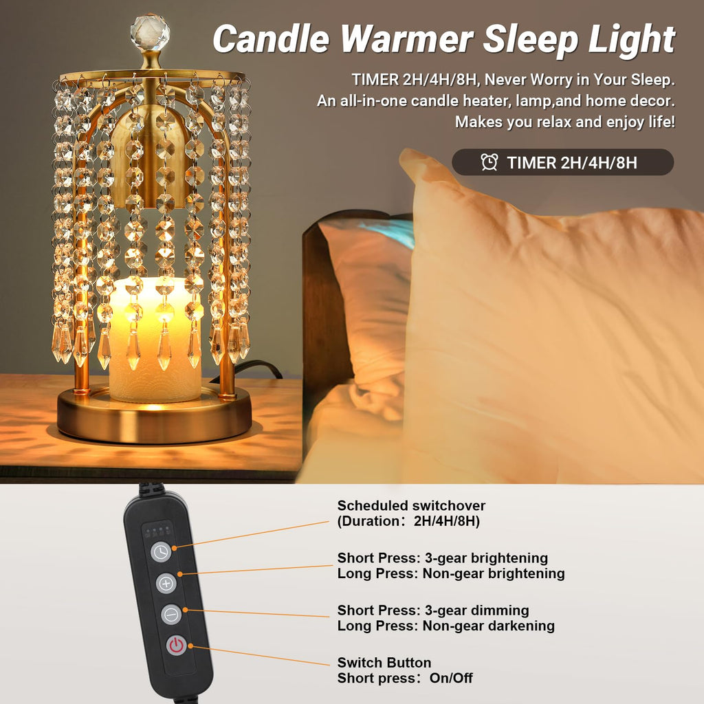 Gold Candle Warmer Lamp with Timer and Dimmer B9691