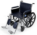 Extra-Wide Wheelchair with 24" Seat, Full-Length Arms, Elevating Leg Rests, Chrome Frame Y17594