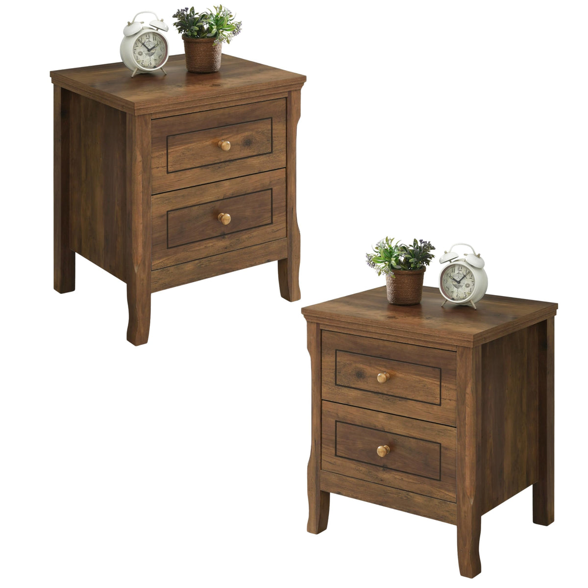 2 Drawer Wood Nightstand Set of 2 Q6568