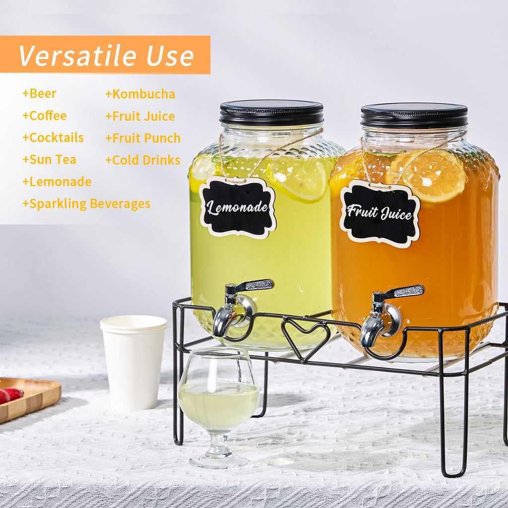 1 Gallon Glass Beverage Dispenser with Stand and Fruit Infuser G596999