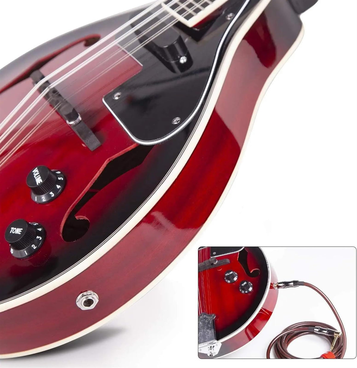 Red Sunburst Mahogany Wood Acoustic Electric Mandolin G2991
