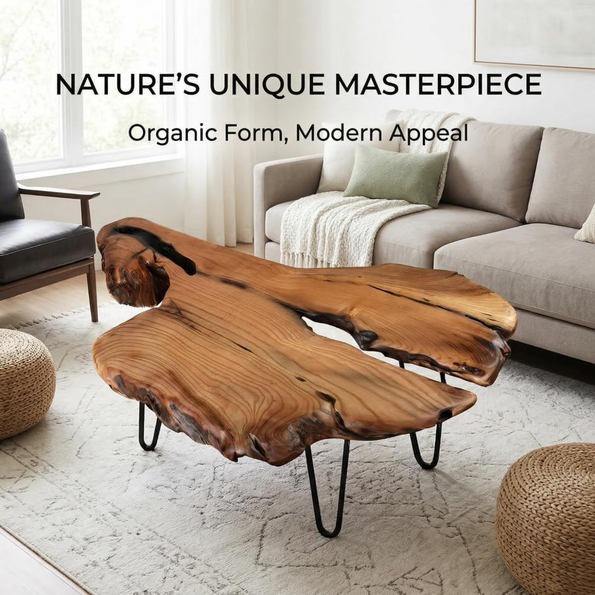 Live Edge Natural Wood Coffee Table B165