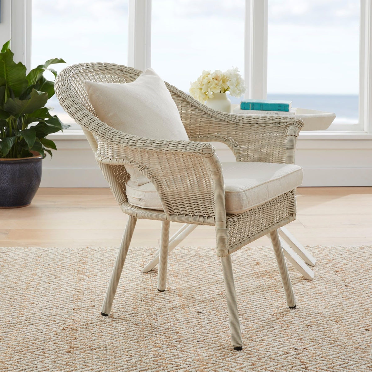 Hand-Woven Resin Wicker Stacking Chair X25660