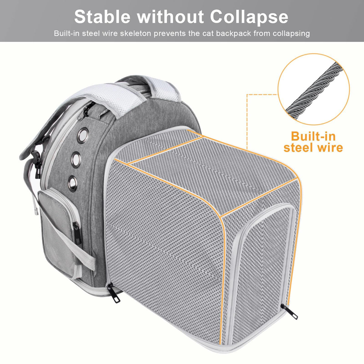 Breathable Cat Bubble Backpack Large Space Pet Carrier Backpack Expandable for Kitty Dog, Foldable Airline Approved Cat Backpack, Transparent PetTravel Backpack Up to 20 lbs (Green) (Grey) D1557