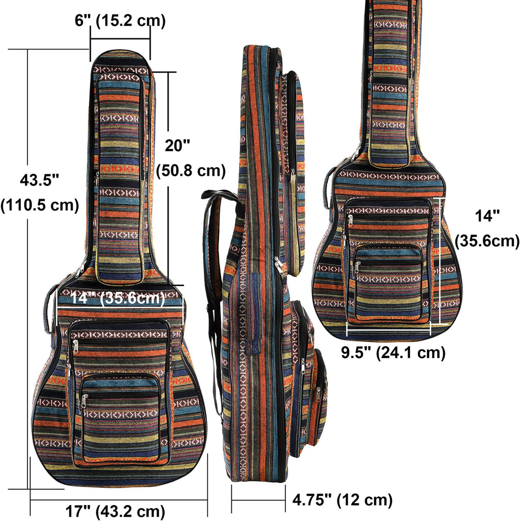 43 Inch Acoustic Guitar Gig Bag with Backpack Strap and 5 Pockets F518