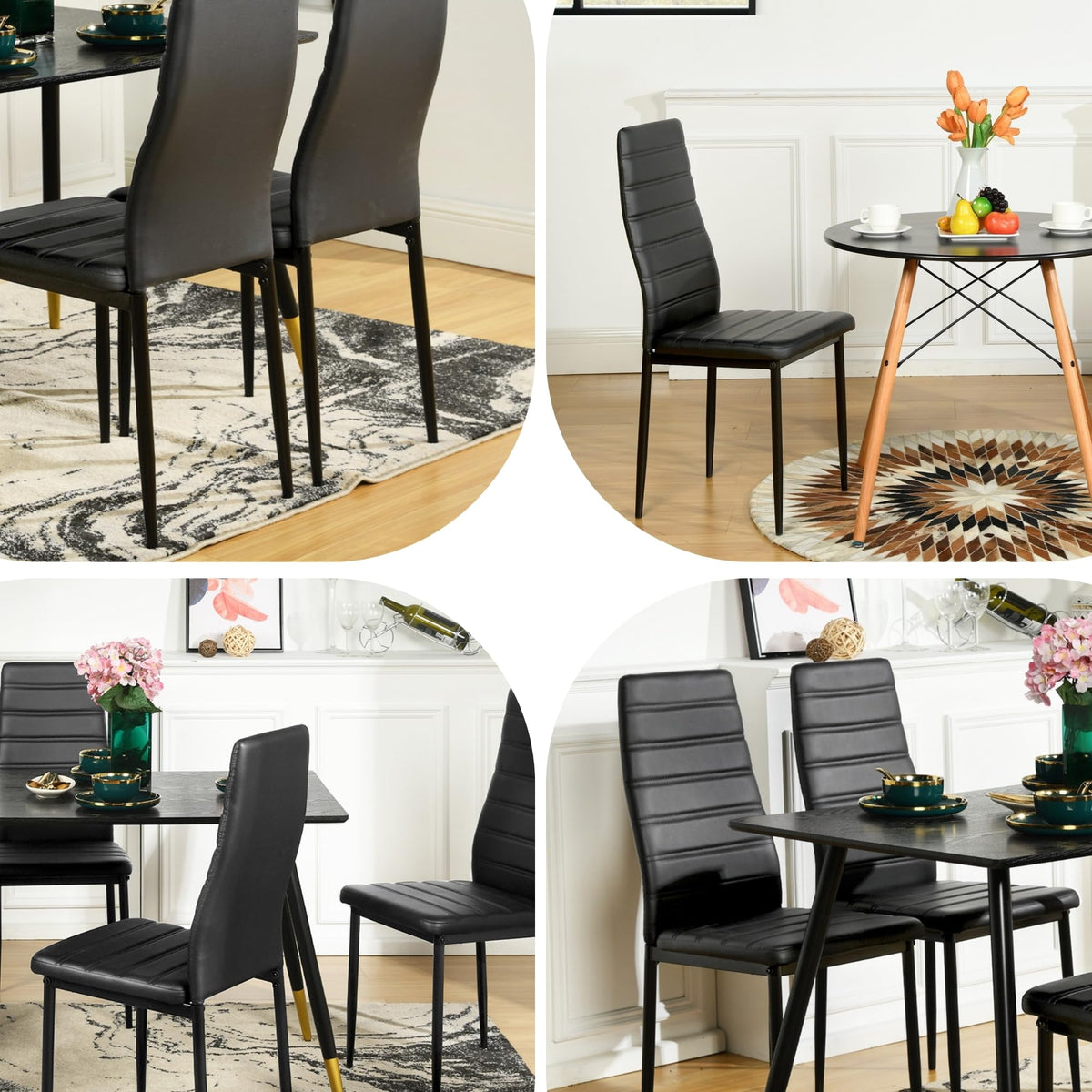 Black PU Dining Chairs Set of 4 I78974