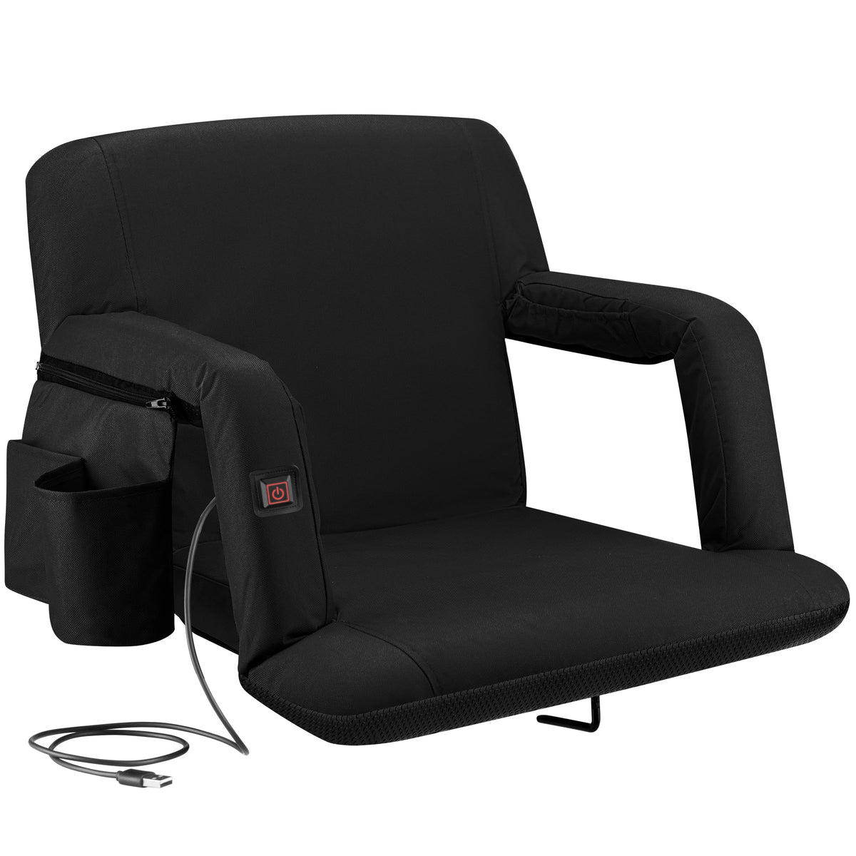 Heating Massage Reclining Stadium Seat with Arm Support B1892