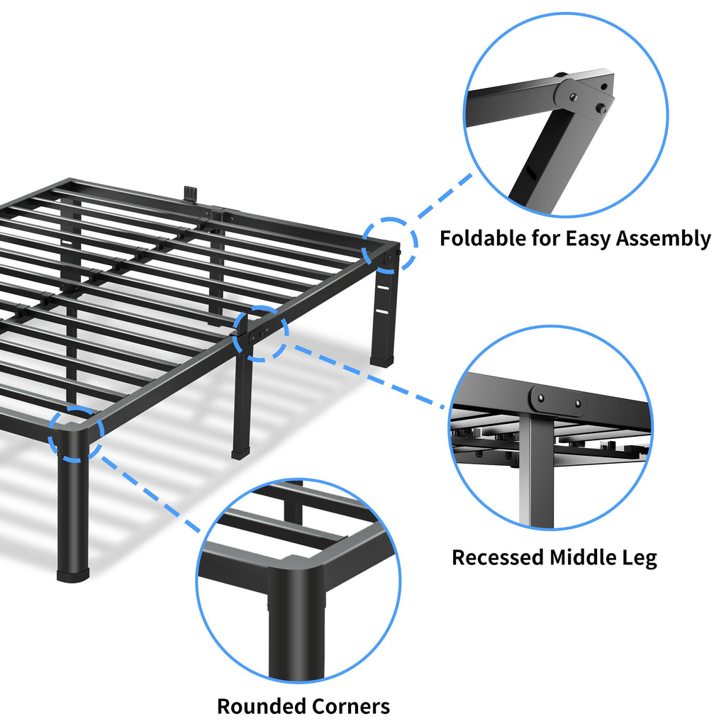 18 Inch Queen Bed Frame with Round Corners H41109