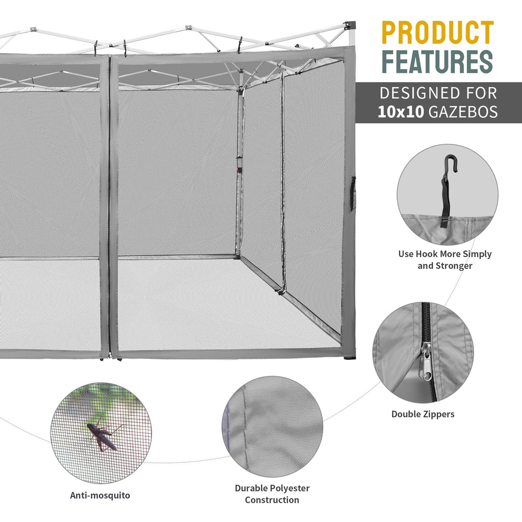 Gazebo Replacement Mosquito Netting 10 x 10ft Grey X810361
