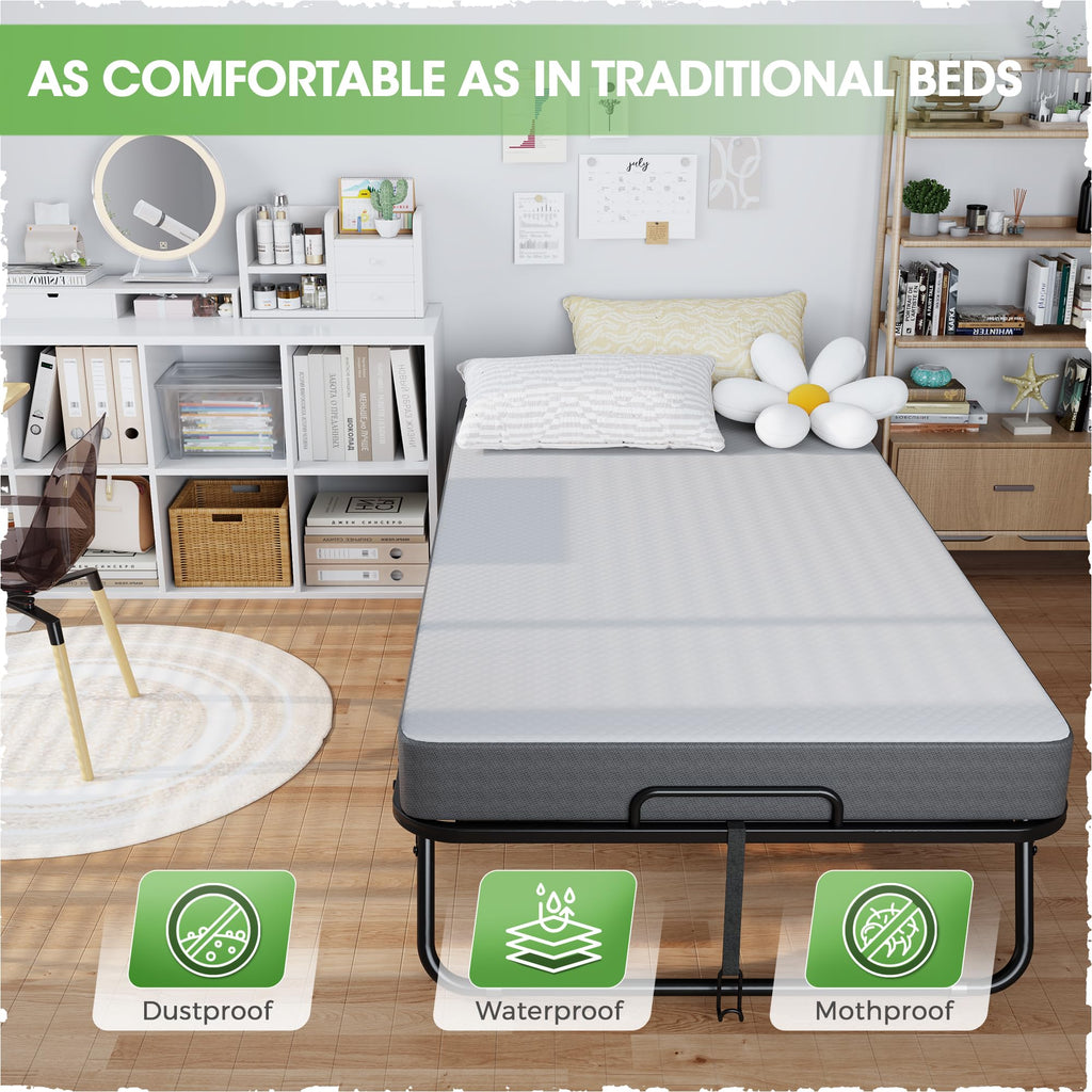 Folding Bed with 5 Inch Memory Foam Mattress L16086