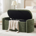 Green Chenille Upholstered Storage Ottoman Bench Y687