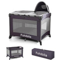 4-in-1 Portable Baby Playard with Bassinet and Changing Table, Black Q295