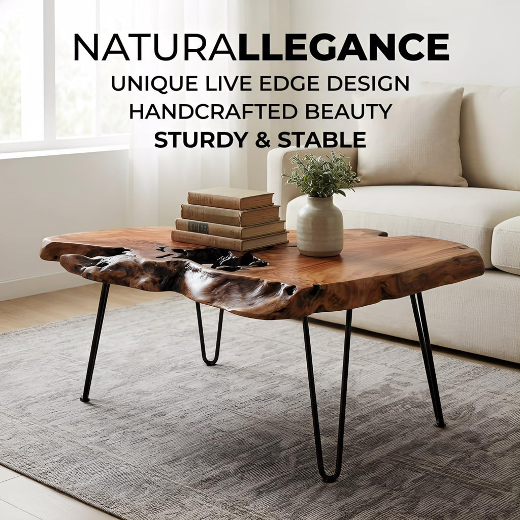 Live Edge Natural Wood Coffee Table B165