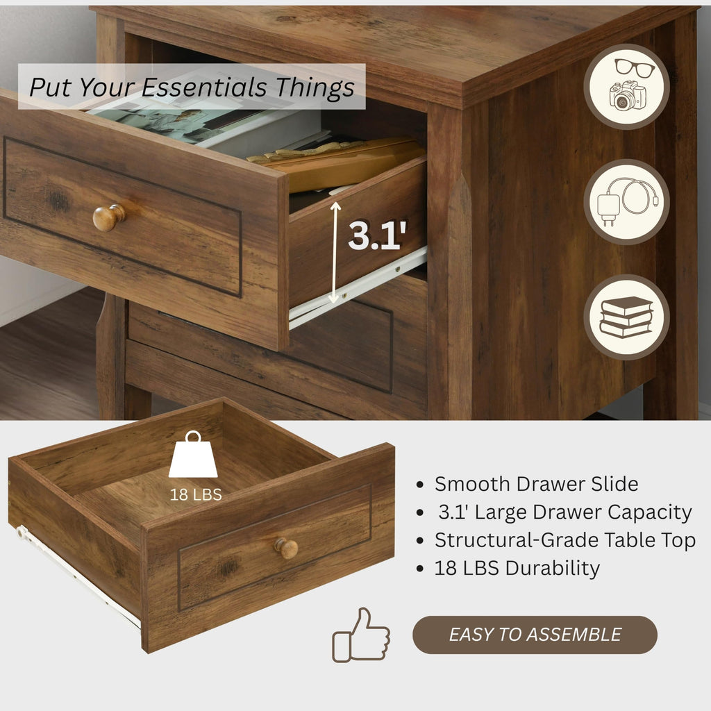 2 Drawer Wood Nightstand Set of 2 Q6568