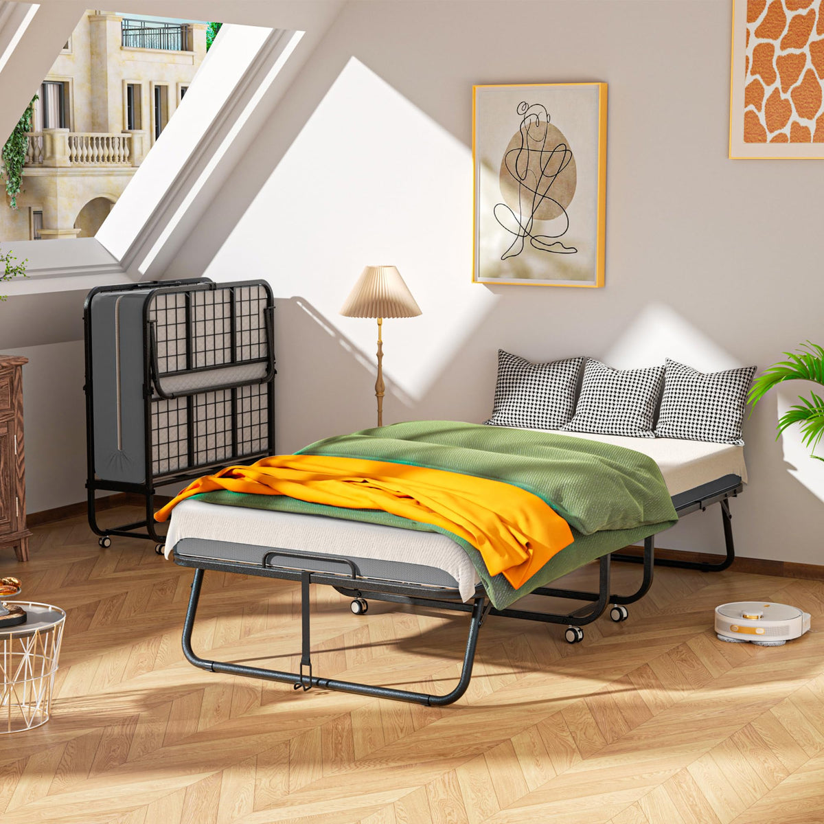 Folding Bed with 5 Inch Memory Foam Mattress L16086