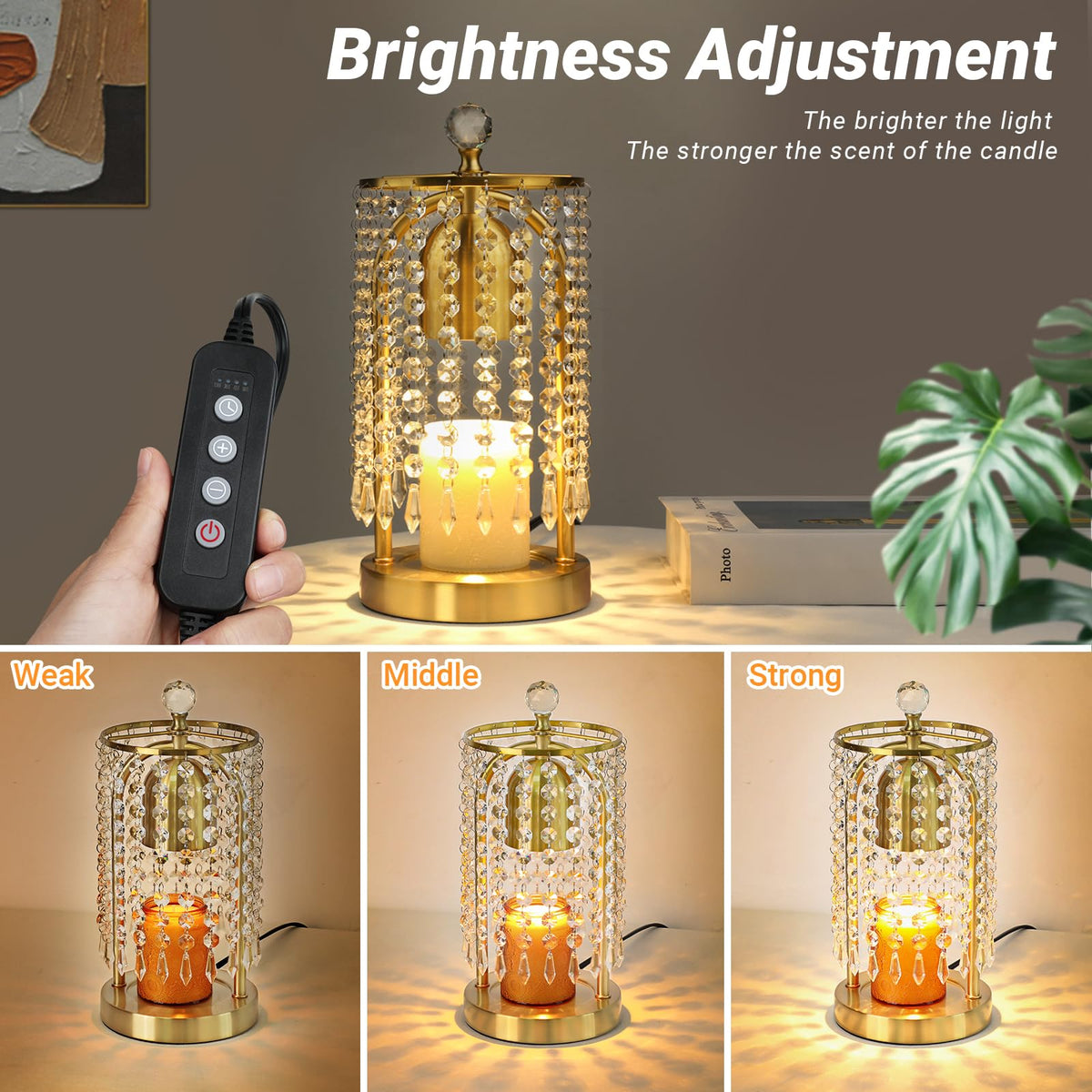 Gold Candle Warmer Lamp with Timer and Dimmer B9691