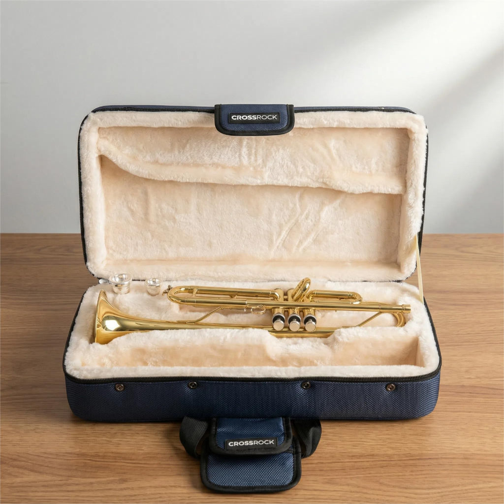 Lightweight Blue Trumpet Foam Case with Storage Pockets O294
